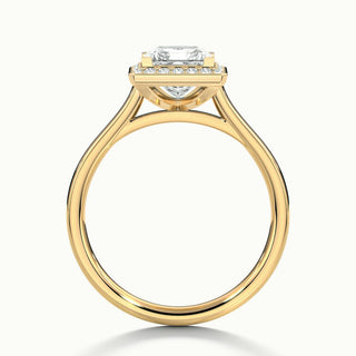 Bague de fiançailles avec diamants Moissanite taille princesse 2,0 ct sertis en canal halo