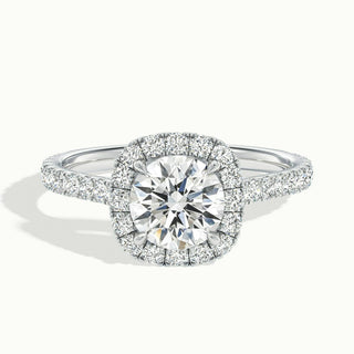 Bague de fiançailles avec diamant halo en moissanite à taille ronde de 1,0 ct