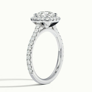 1.0CT Round Cut Halo Moissanite Diamond Engagement Ring