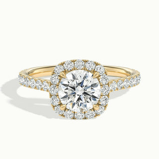 Bague de fiançailles avec diamant halo en moissanite à taille ronde de 1,0 ct