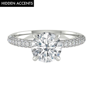 Bague de fiançailles en moissanite à taille ronde et halo caché de 1,85 ct