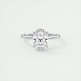 2CT Oval Moissanite Diamond Solitaire Engagement Ring In 14K White Gold