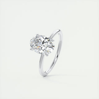 Bague de fiançailles solitaire en or blanc 14 carats avec diamant moissanite ovale 2 carats