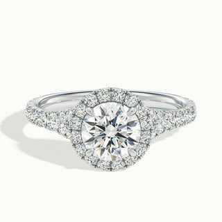 Bague de fiançailles en moissanite à tige fendue et diamant taille ronde de 1,0 ct