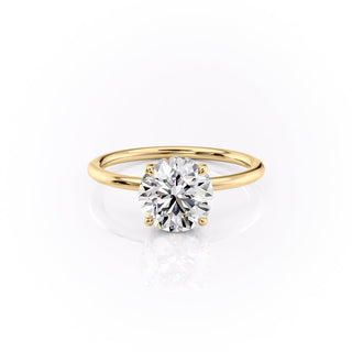 Bague de fiançailles avec halo caché en diamant rond CVD de 1,50 à 3,50 ct