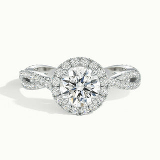 Bague de fiançailles en moissanite avec diamants taille ronde et tige Infinity de 2,0 ct