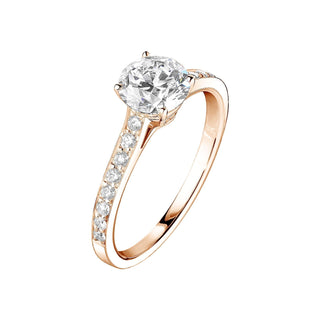 1.01 CT Round Shaped Moissanite Pave Setting Engagement Ring