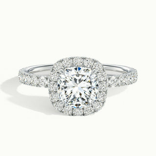 1.50CT Cushion Cut Halo Diamond Moissanite Pave Engagement Ring