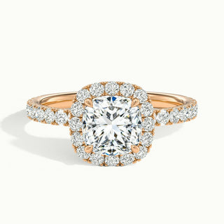 1.50CT Cushion Cut Halo Diamond Moissanite Pave Engagement Ring