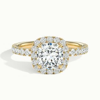 Bague de fiançailles avec diamants taille coussin et pavé de moissanite de 1,50 ct