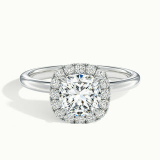 Bague de fiançailles en moissanite avec halo de diamants taille coussin de 1,50 ct