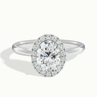 Bague de fiançailles en moissanite avec halo de diamants taille ovale de 1,50 ct