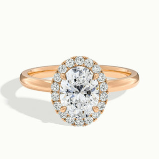 Bague de fiançailles en moissanite avec halo de diamants taille ovale de 1,50 ct