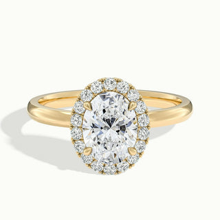 Bague de fiançailles en moissanite avec halo de diamants taille ovale de 1,50 ct