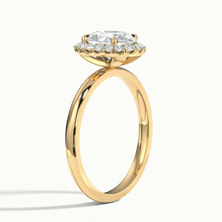 Bague de fiançailles en moissanite avec halo de diamants taille ovale de 1,50 ct