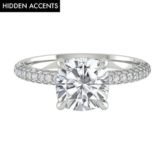 1.7 CT Cushion Moissanite Diamond Hidden Halo Engagement Ring