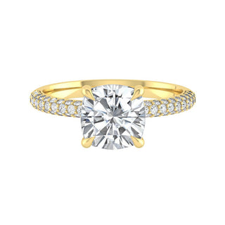 Bague de fiançailles avec halo caché en diamant et moissanite coussin de 1,7 ct