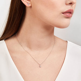 Collier avec pendentif en forme d'étoile en moissanite ronde et diamant de 0,10 TCW