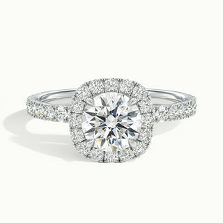 Bague de fiançailles en moissanite avec halo de diamants taille ronde de 2,0 ct