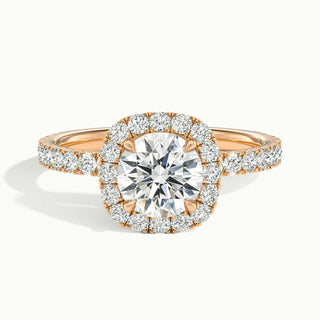 Bague de fiançailles en moissanite avec halo de diamants taille ronde de 2,0 ct