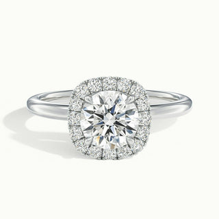 Bague de fiançailles avec diamant taille ronde de 1,50 ct et halo de moissanite Squire