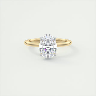 2CT Oval Two Tone Moissanite Diamond Engagement Ring With Solitaire Setting