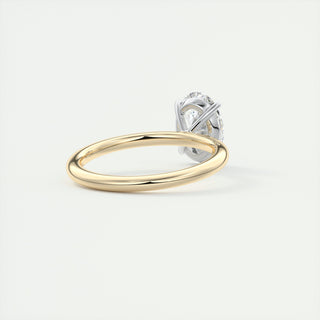 Bague de fiançailles en diamant moissanite ovale bicolore 2 carats avec monture solitaire