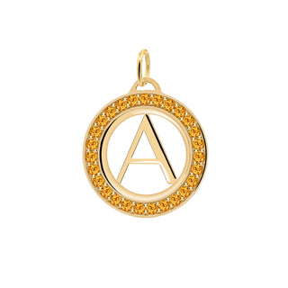 Collier avec diamant citrine rond de 0,20 ct et pierre de naissance de novembre