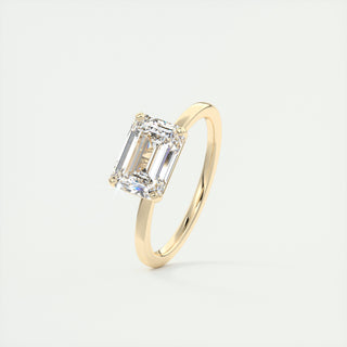 Bague de fiançailles en diamant taille émeraude East West 2CT avec monture solitaire en moissanite