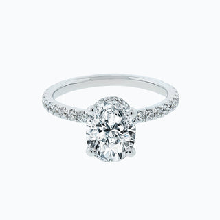 Bague de fiançailles avec halo caché en moissanite de forme ovale de 2,50 ct