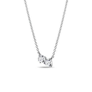 Collier avec pendentif en diamant et deux pierres rondes en moissanite de 0,35 TCW