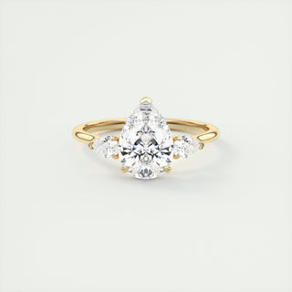 1.80CT 3 Stone Pear Cut Diamond Moissanite Engagement Ring - ELITE CARAT