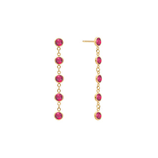 Boucles d'oreilles pendantes avec diamants et rubis ronds de 1,0 ct et pierre de naissance du mois de juillet