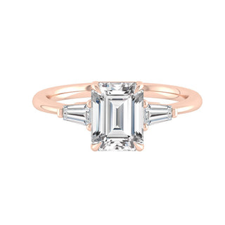 1.9 CT Emerald Cut Three Stone Moissanite Engagement Ring