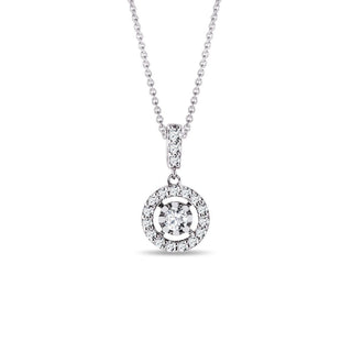 0.34 TCW Round Moissanite Diamond Halo Pendent Necklace