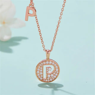 Collier avec diamants et moissanite en forme de lettre « P » pour femme