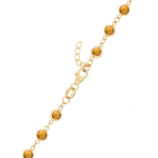 Bracelet avec pierre de naissance de novembre et diamants en citrine ronde de 4,50 ct