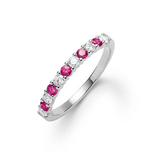 Bague avec pierre de naissance du mois de juillet et diamants en rubis rond de 0,40 ct