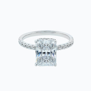 Bague de fiançailles avec solitaire en moissanite de forme radiante de 3,0 ct serti pavé