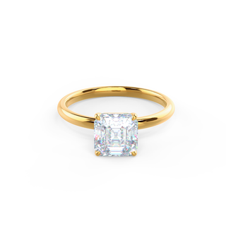 Bague de fiançailles solitaire en or massif 14 carats avec diamant moissanite Asscher de 2,0 ct pour femme