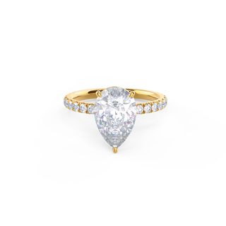 Bague de fiançailles en forme de poire avec halo caché en moissanite et diamants pavés de 2,25 ct