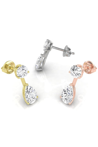 Pear & Round Cut Moissanite Diamond Drop Earrings for Women