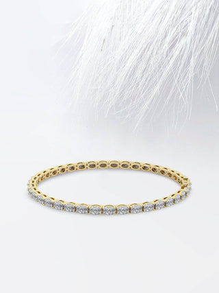 Pulsera de tenis con diamantes de moissanita de corte ovalado en oro de 18 k para mujer