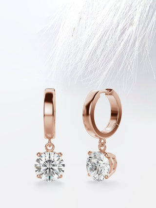 Boucles d'oreilles pendantes rondes en diamant et moissanite pour femmes 