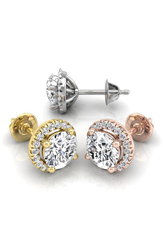 Boucles d'oreilles rondes en diamant et moissanite pour femmes