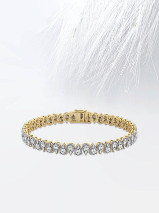 Pulsera de tenis con diamantes y moissanita de talla pera en oro macizo de 14 quilates