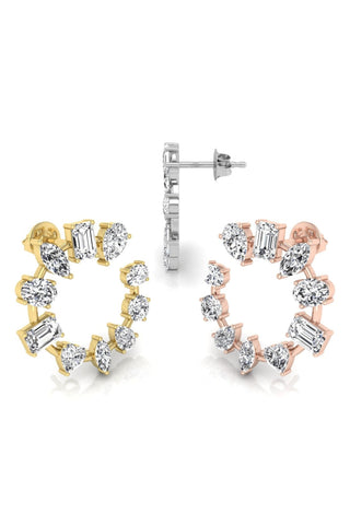 Pendientes de moissanita con diamantes y círculos de múltiples formas para mujer