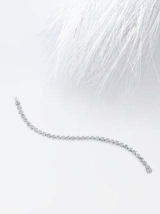 Pulsera de tenis con diamantes redondos y moissanita de 10,71 ct en oro blanco