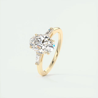 2ct Oval F- VS1 Diamond 3 Stones Engagement Ring