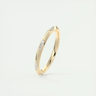 0.09 TCW Round CVD Diamond Flush Setting Wedding Band